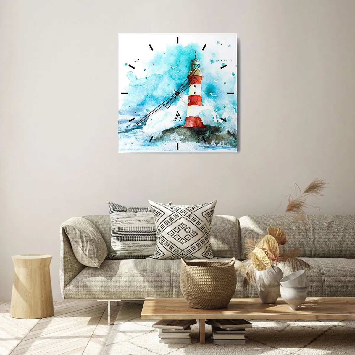 Väggklocka - Klocka på glas - Elementens enhet - 30x30 cm