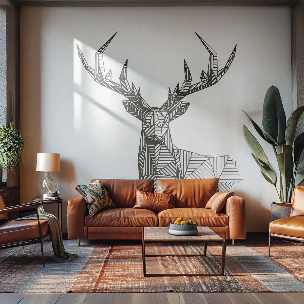 Självhäftande Fototapet Deluxe Sticker - Hjort i kubistisk stil - Abstraktion, Rådjur, Djur - 250x175 cm