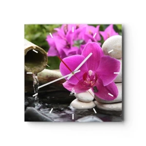 Väggklocka - Klocka på glas - Så kopplar du av - 30x30 cm