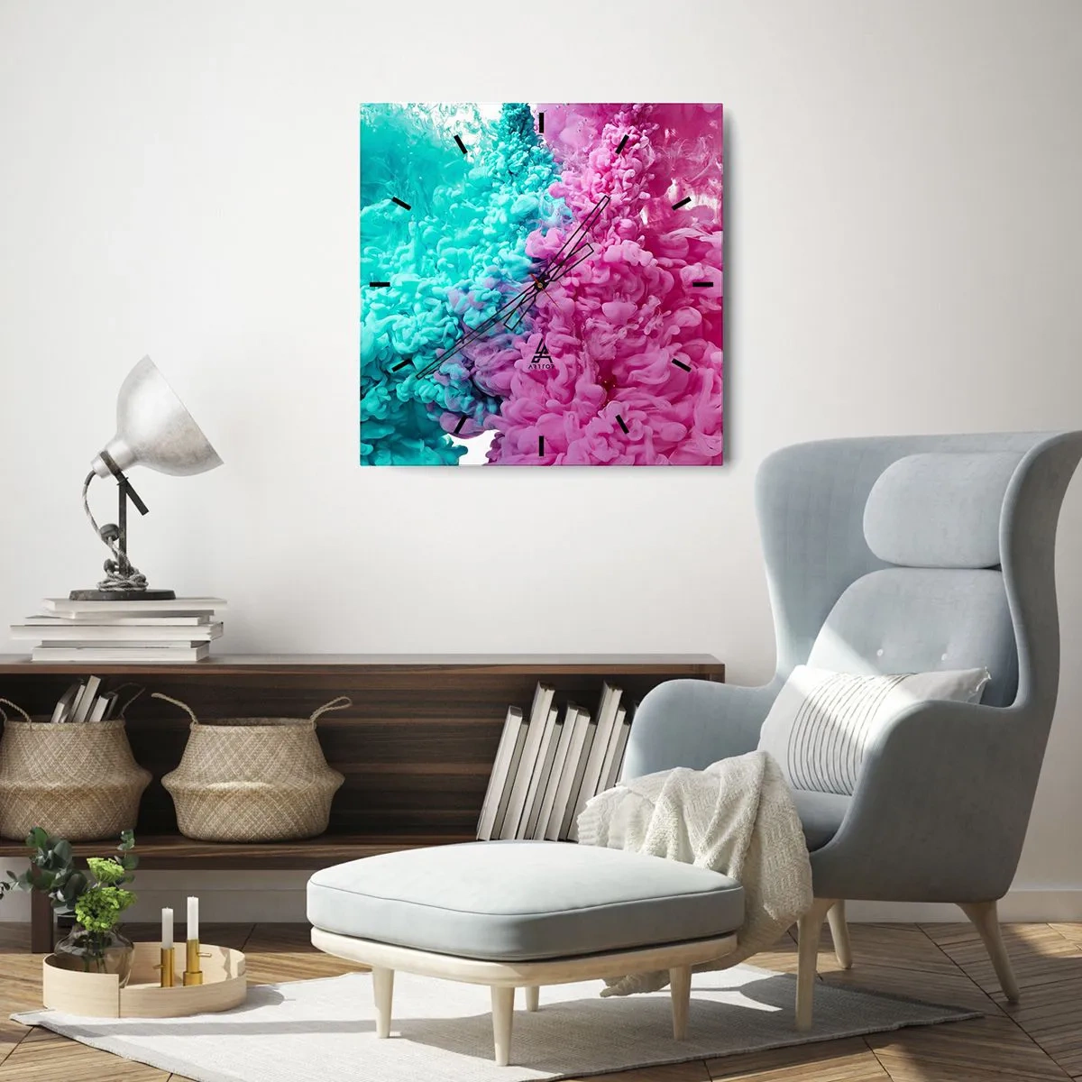 Väggklocka - Klocka på glas - Avgörande möte - 40x40 cm