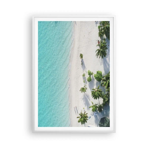 Affisch i vit ram - Semester i paradiset - 70x100 cm