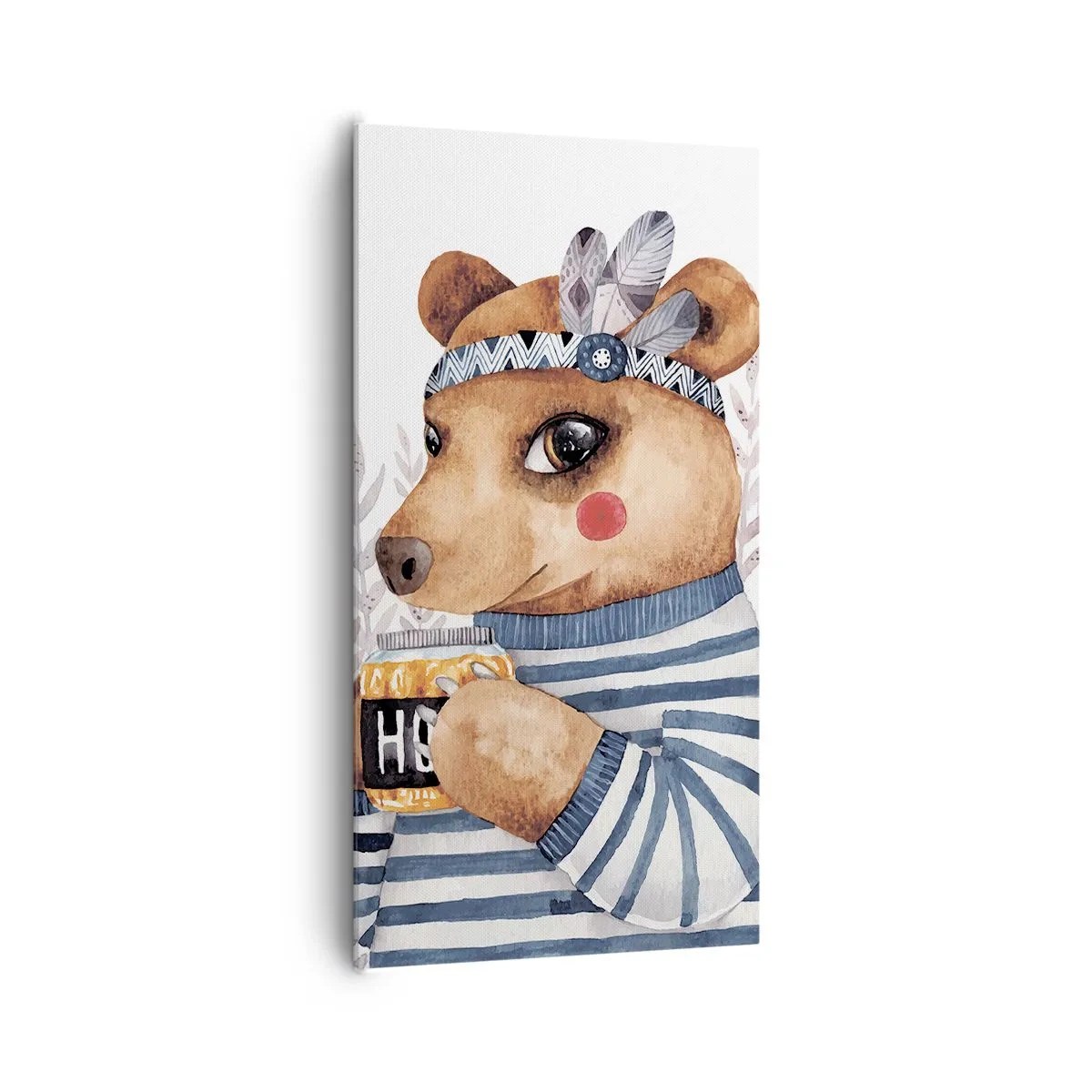 Canvastavla - Bild på duk - Söt björnfru - 65x120 cm