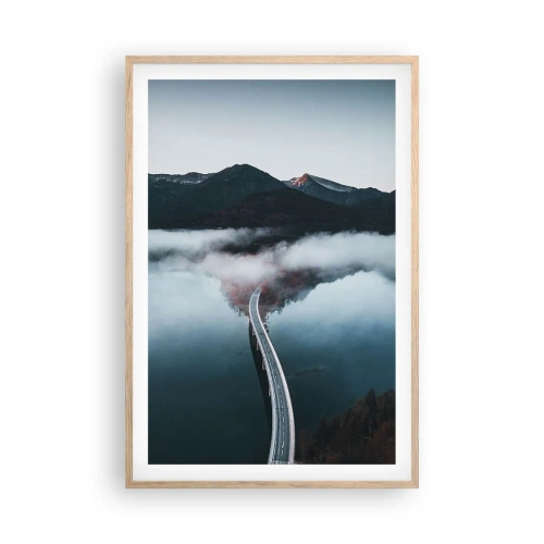 Affisch i ram av ljusek - Över ett vatten som är så slätt som en spegel - 61x91 cm