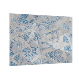 Glastavla - Bild på glas - I en gråblå labyrint - 100x70 cm