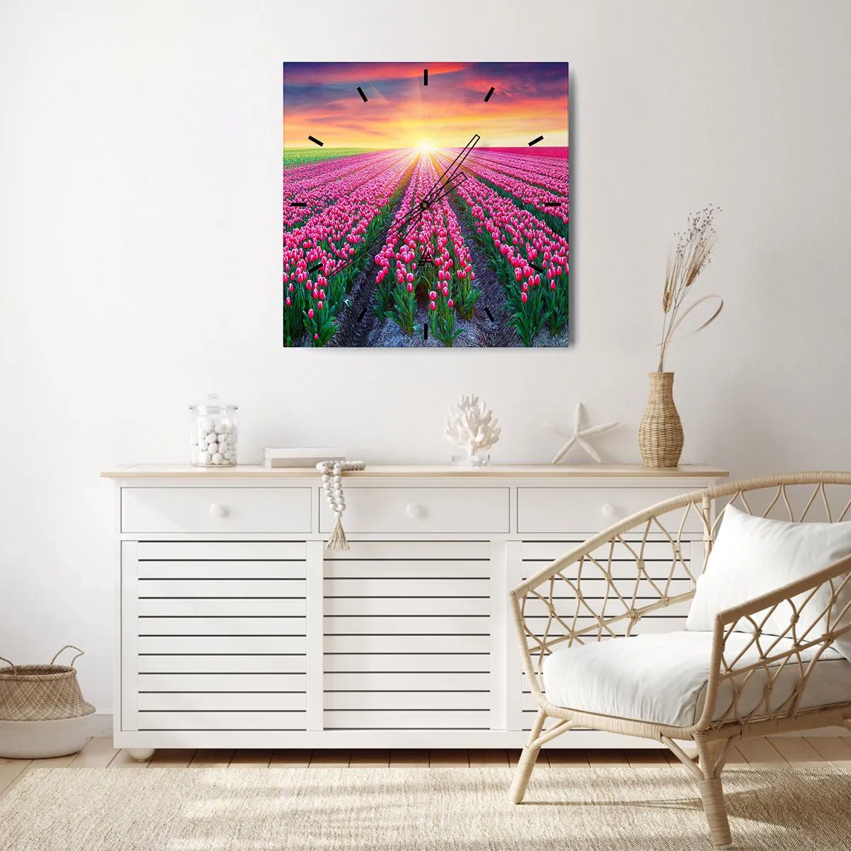 Väggklocka - Klocka på glas - Skönhetsfarmen - 40x40 cm