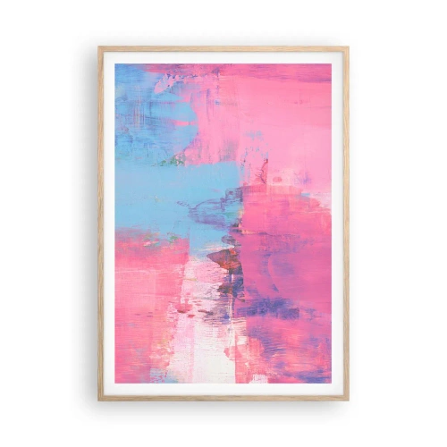 Affisch i ram av ljusek - Rosa, blått och en gnutta ljus - 70x100 cm