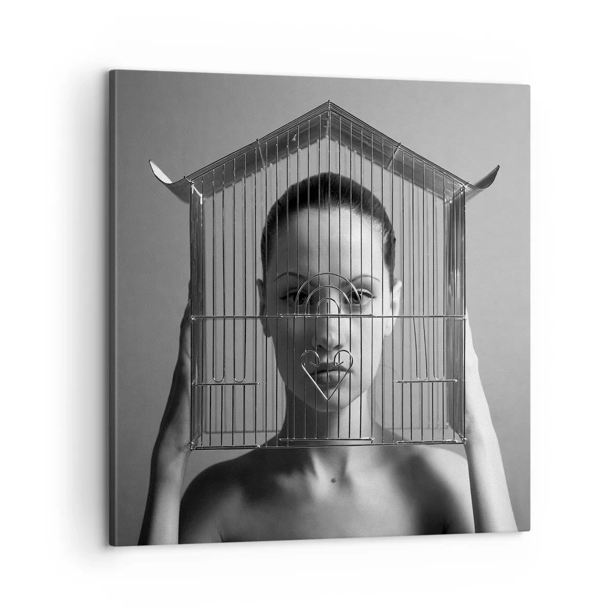 Canvastavla - Bild på duk - Något surrealistisk porträtt - 60x60 cm