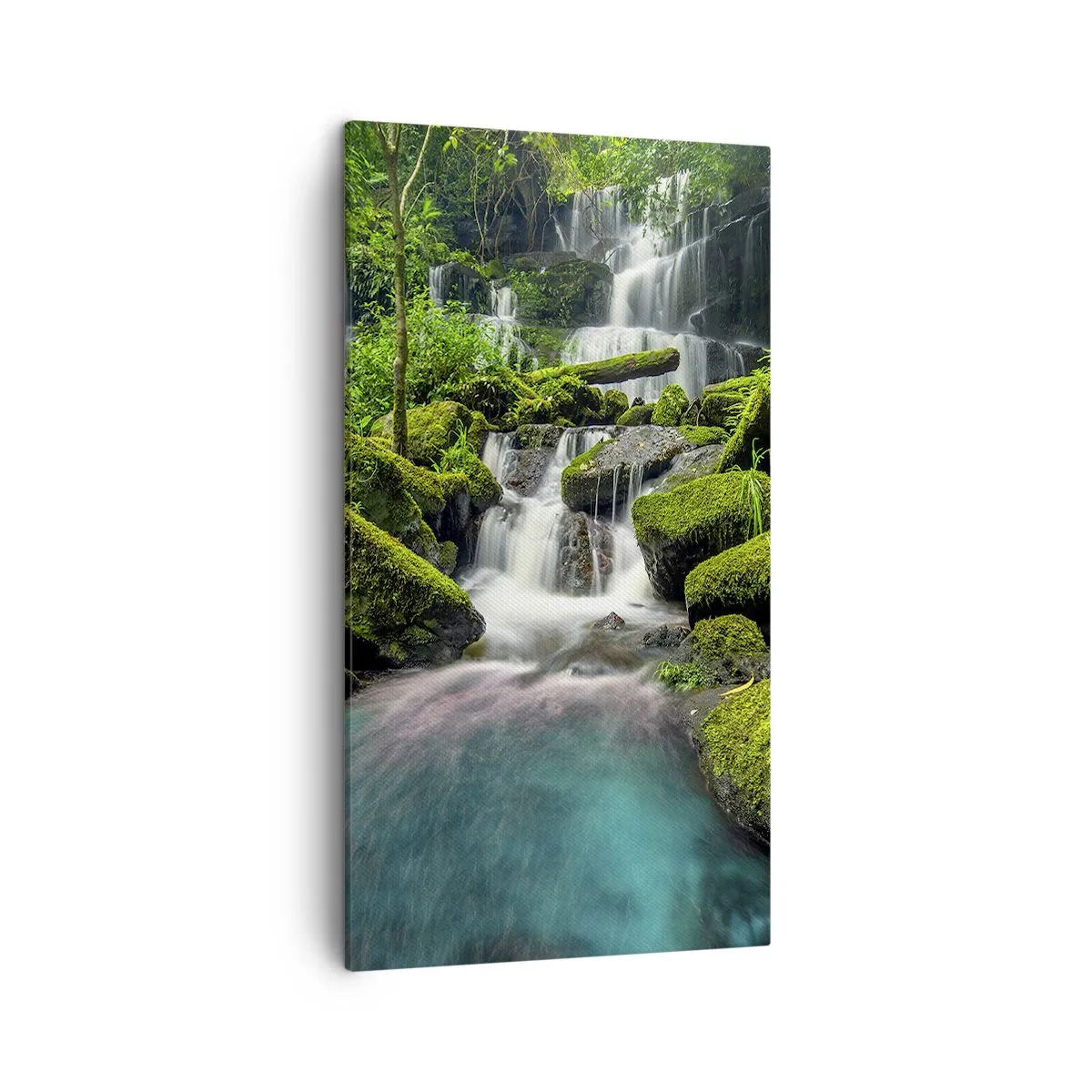 Canvastavla - Bild på duk - Turkos, safir och flytande silver - 45x80 cm