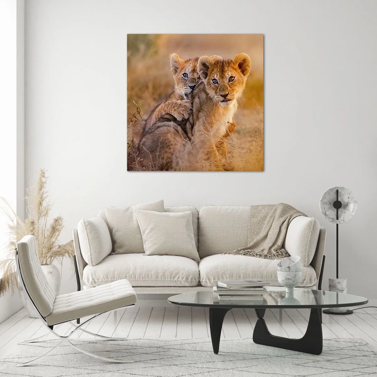 Glastavla - Bild på glas - Stör inte! Vi har kul - 40x40 cm