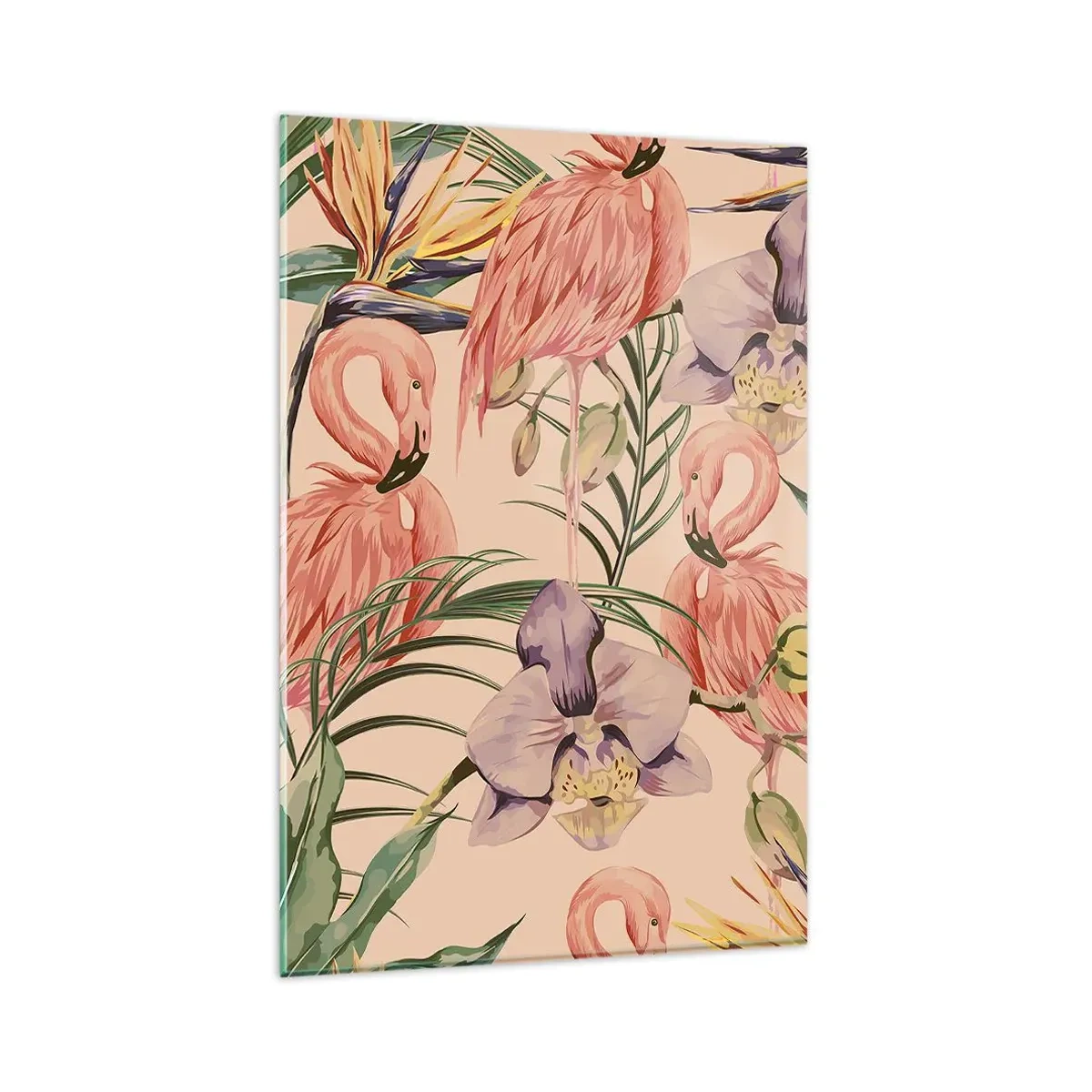 Glastavla - Bild på glas - Rosa balett i blommor - 80x120 cm