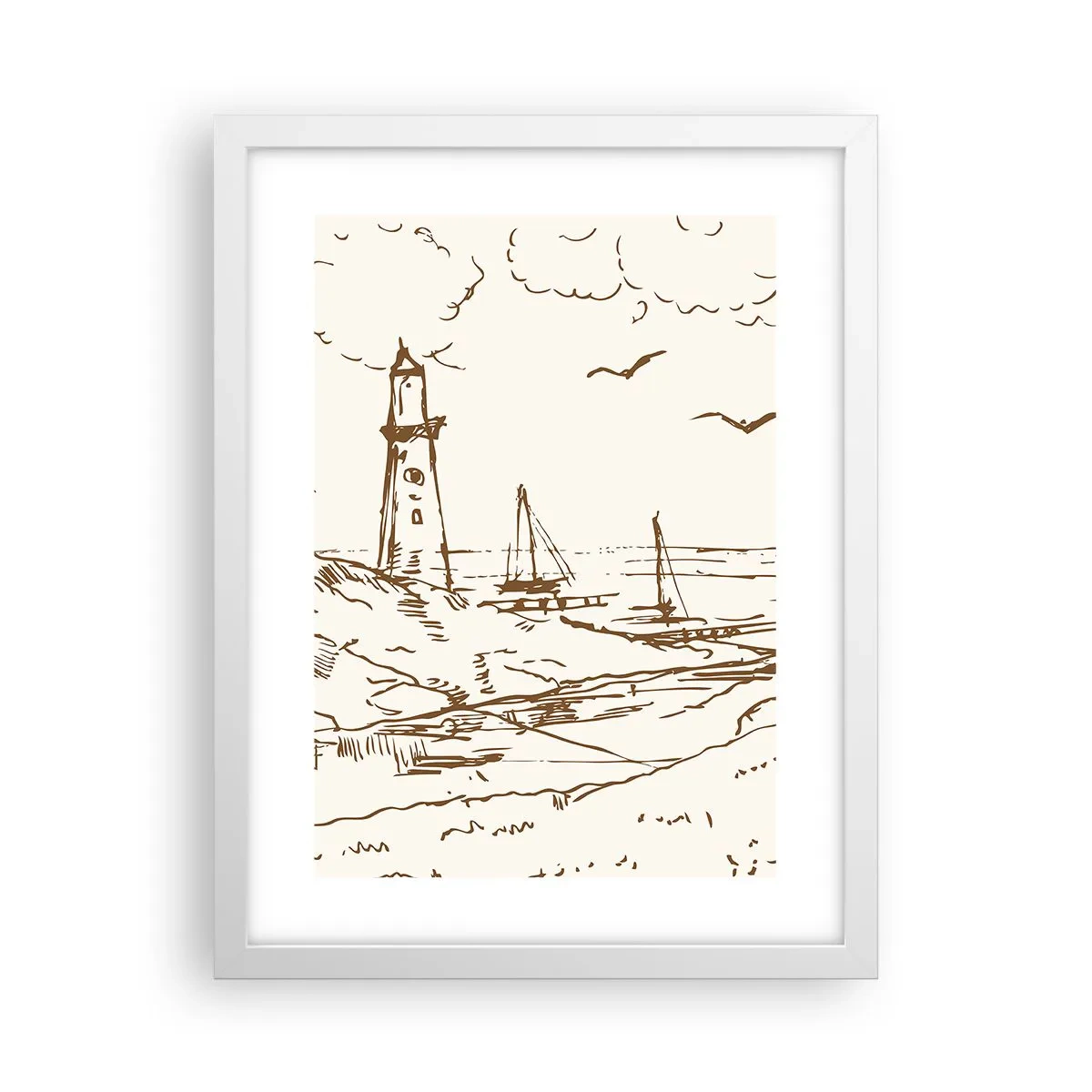 Affisch i vit ram - Sommarminnets kontur - 30x40 cm