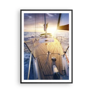 Affisch i svart ram - Springa på vågorna - 70x100 cm