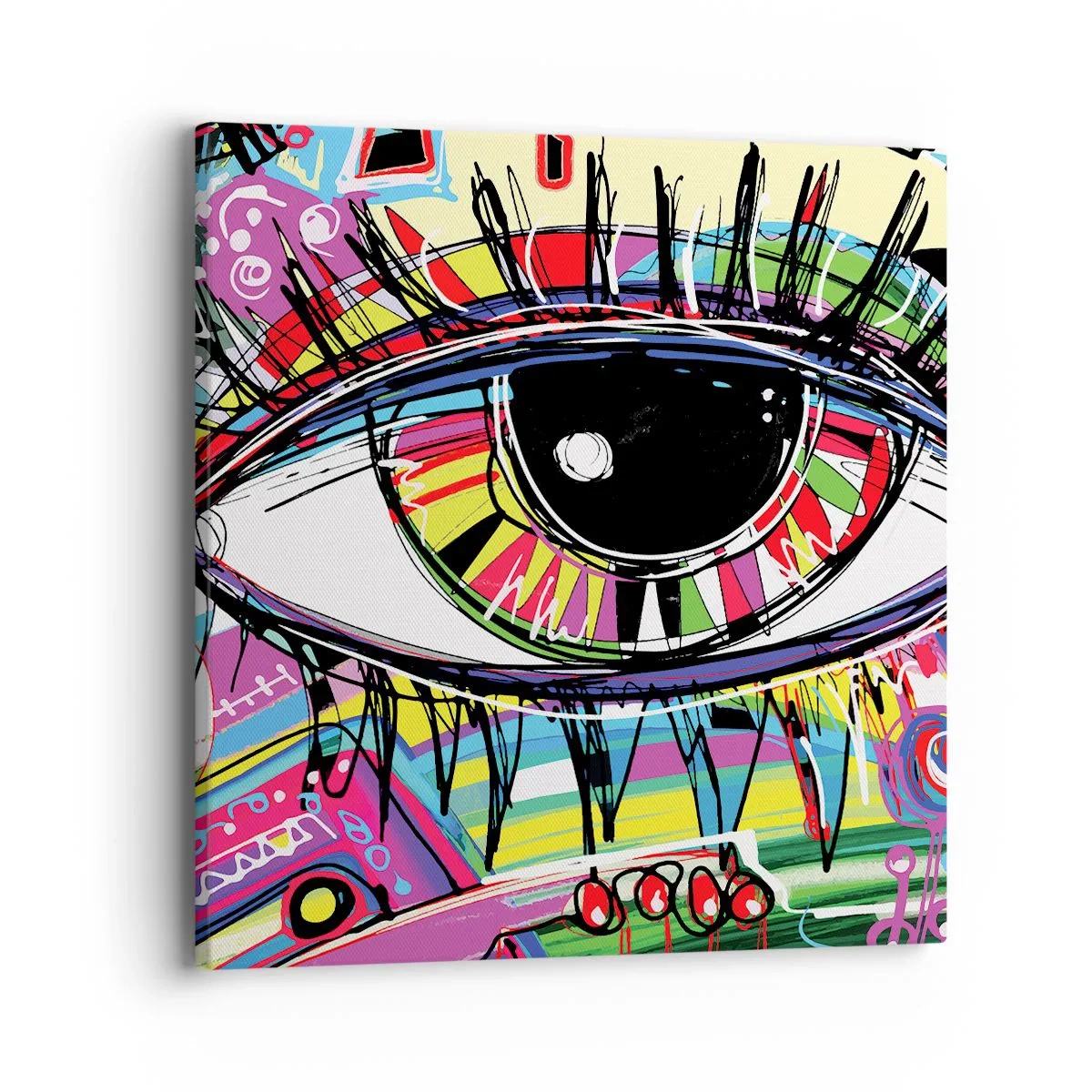 Canvastavla - Bild på duk - Färgglatt öga - färgglad själ - 40x40 cm