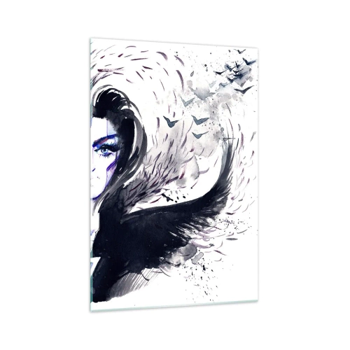Glastavla - Bild på glas - Demonisk och vacker - 70x100 cm
