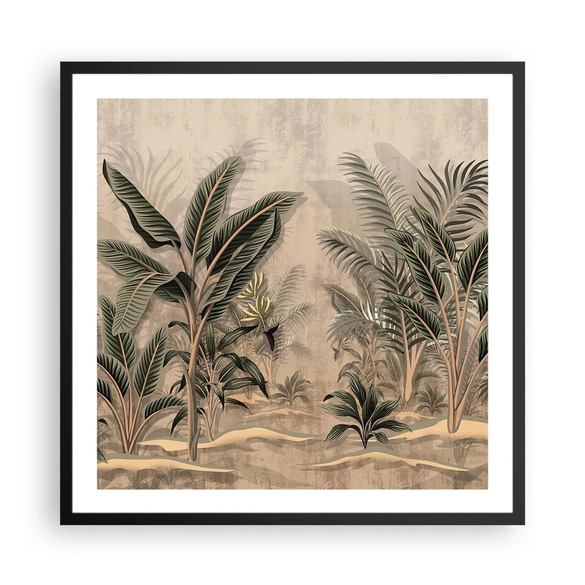 Affisch i svart ram - Bild i kolonial stil - 60x60 cm