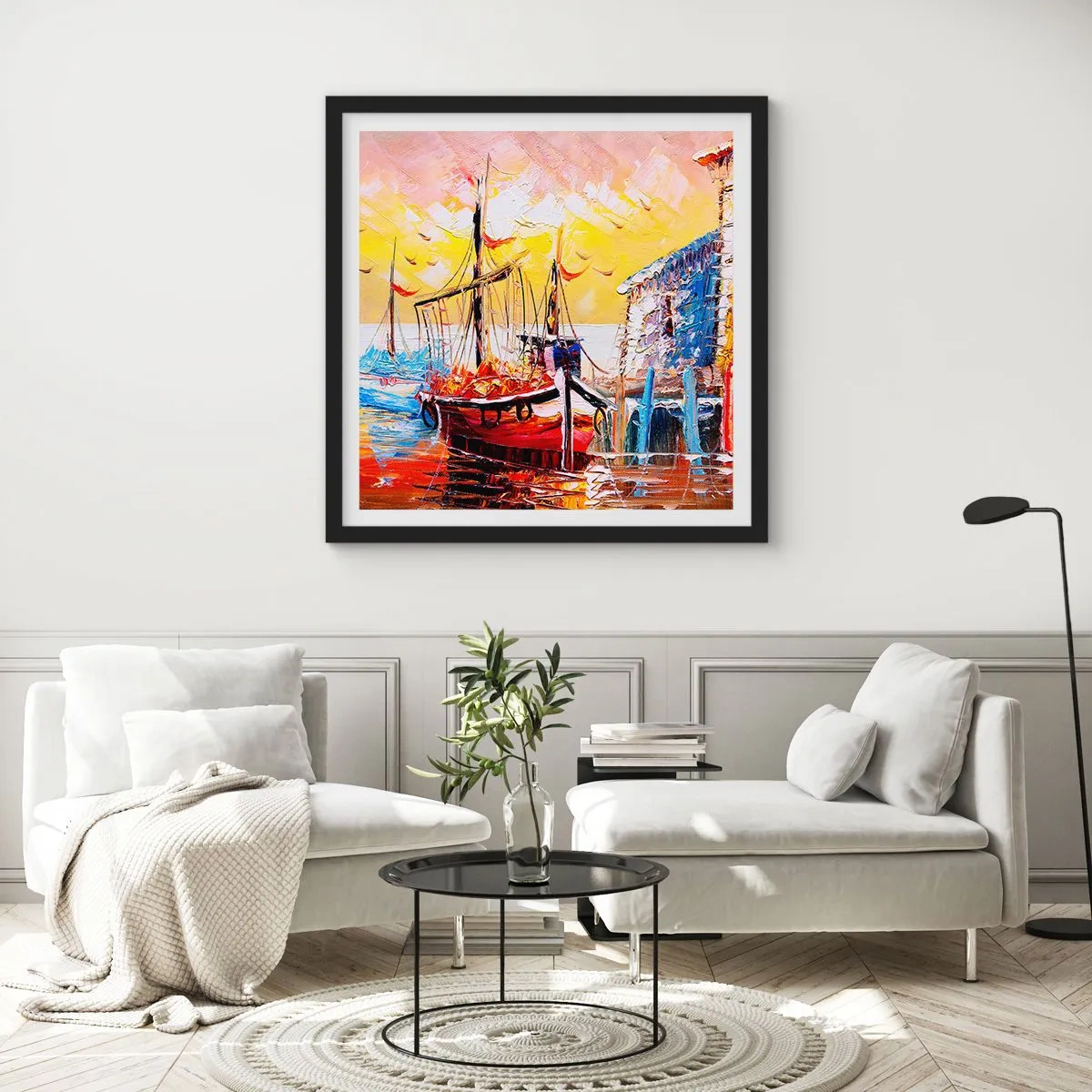 Affisch i svart ram - Lycklig återresa - 50x50 cm