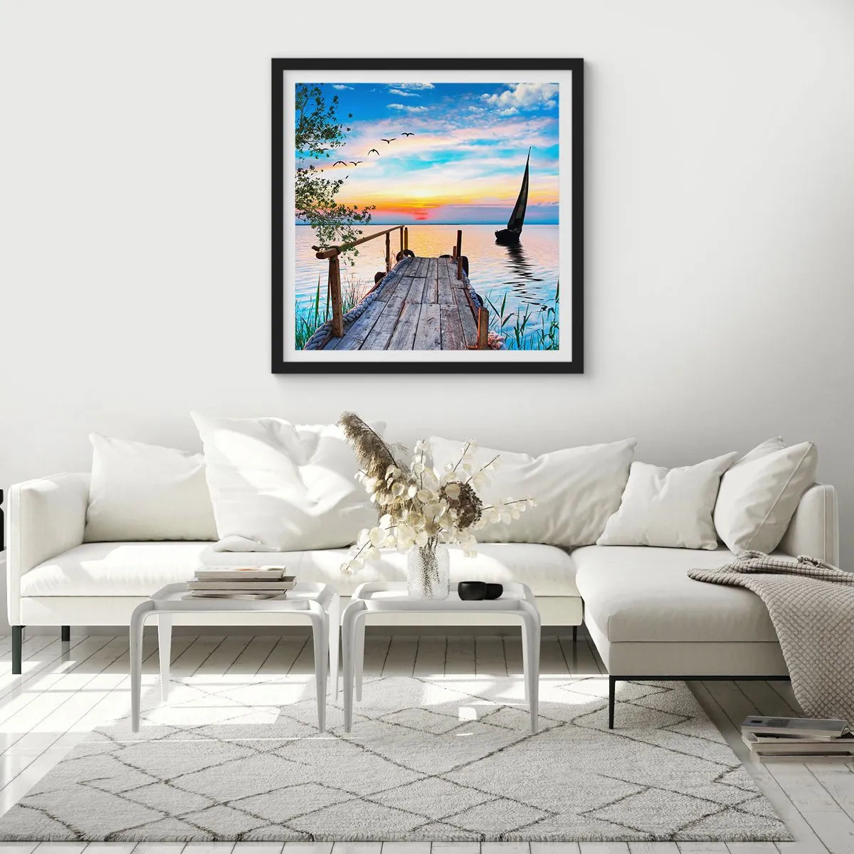 Affisch i svart ram - God kväll - 60x60 cm