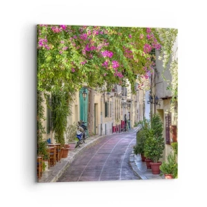 Canvastavla - Bild på duk - Blommande gata - 70x70 cm
