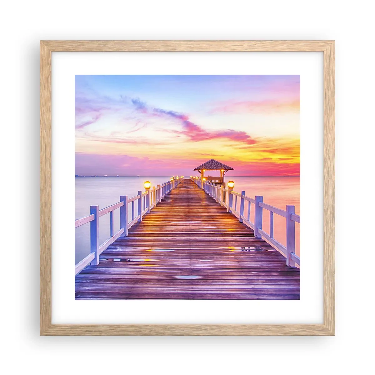 Affisch i ram av ljusek - Kvällens lila-guld tystnad - 40x40 cm