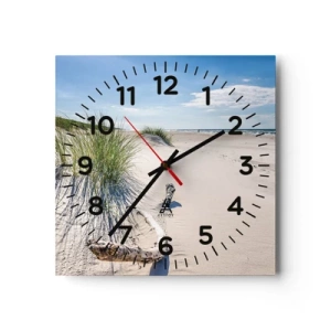 Väggklocka - Klocka på glas - Vackrast? Östersjöstrand - 30x30 cm
