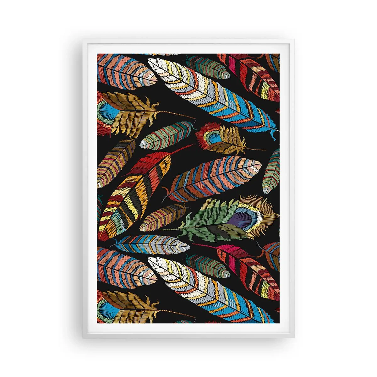 Affisch i vit ram - Fågelkarneval - 70x100 cm