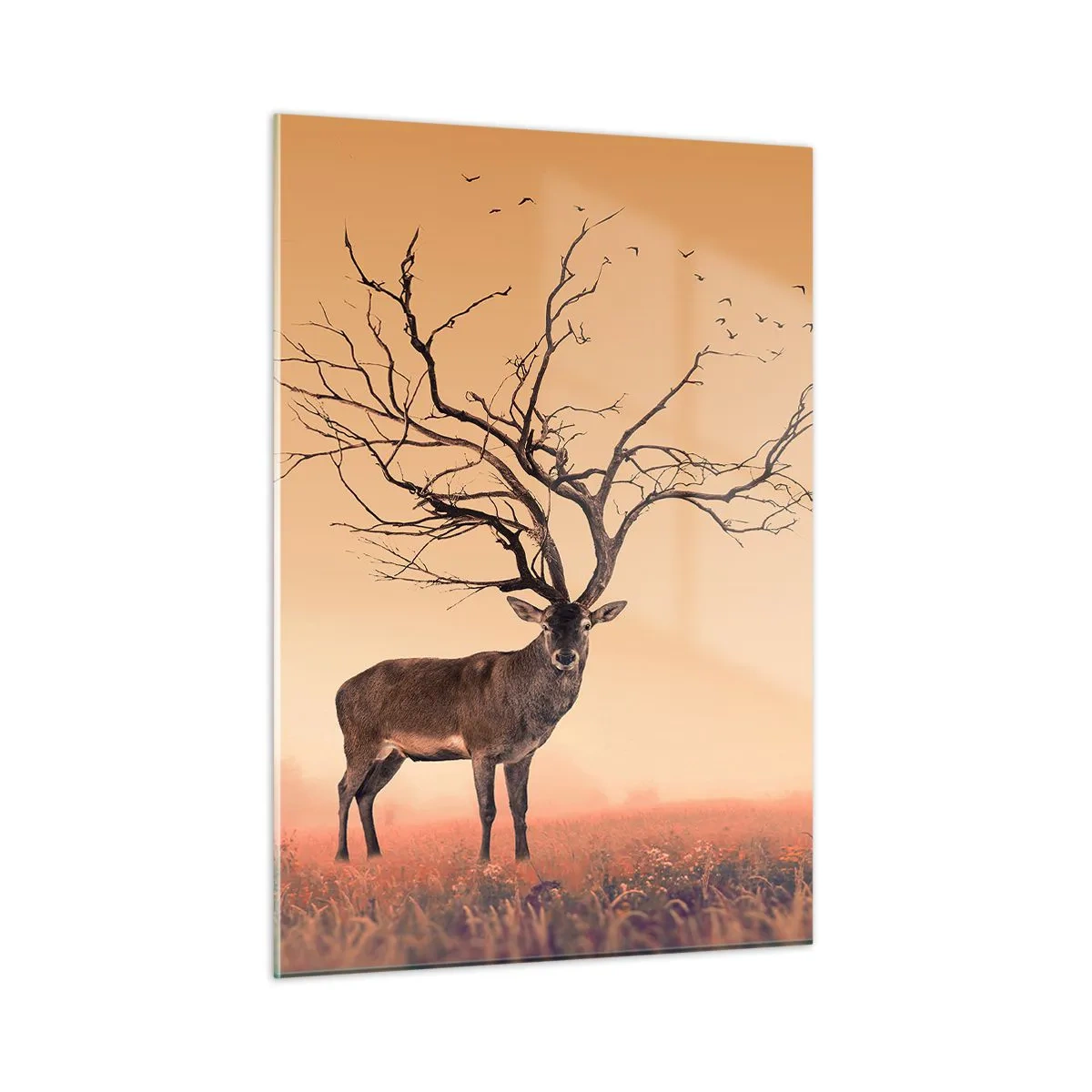 Glastavla - Bild på glas - Urhjort - skogens eviga ande - 50x70 cm