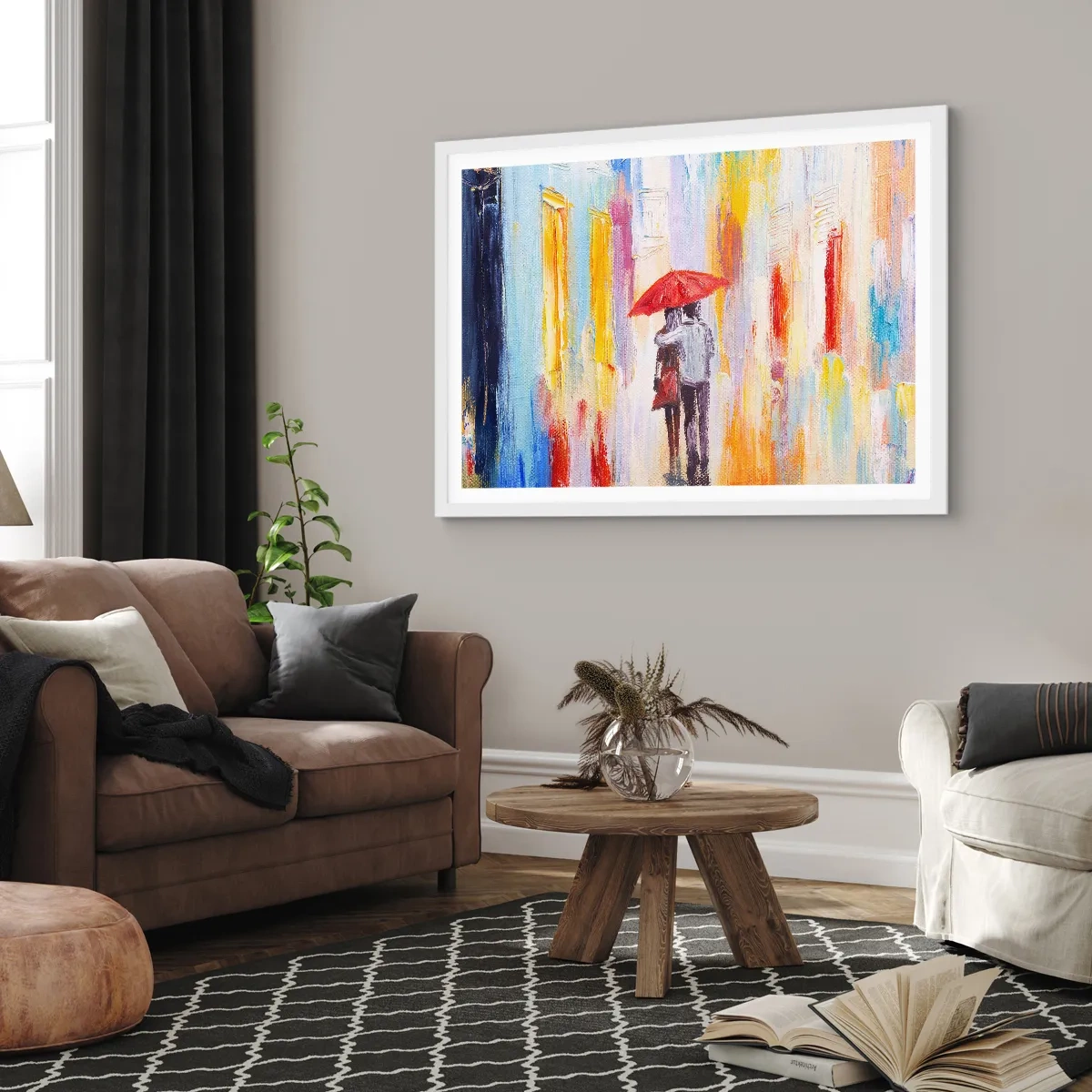 Affisch i vit ram - Må det fortsätta regna - 100x70 cm