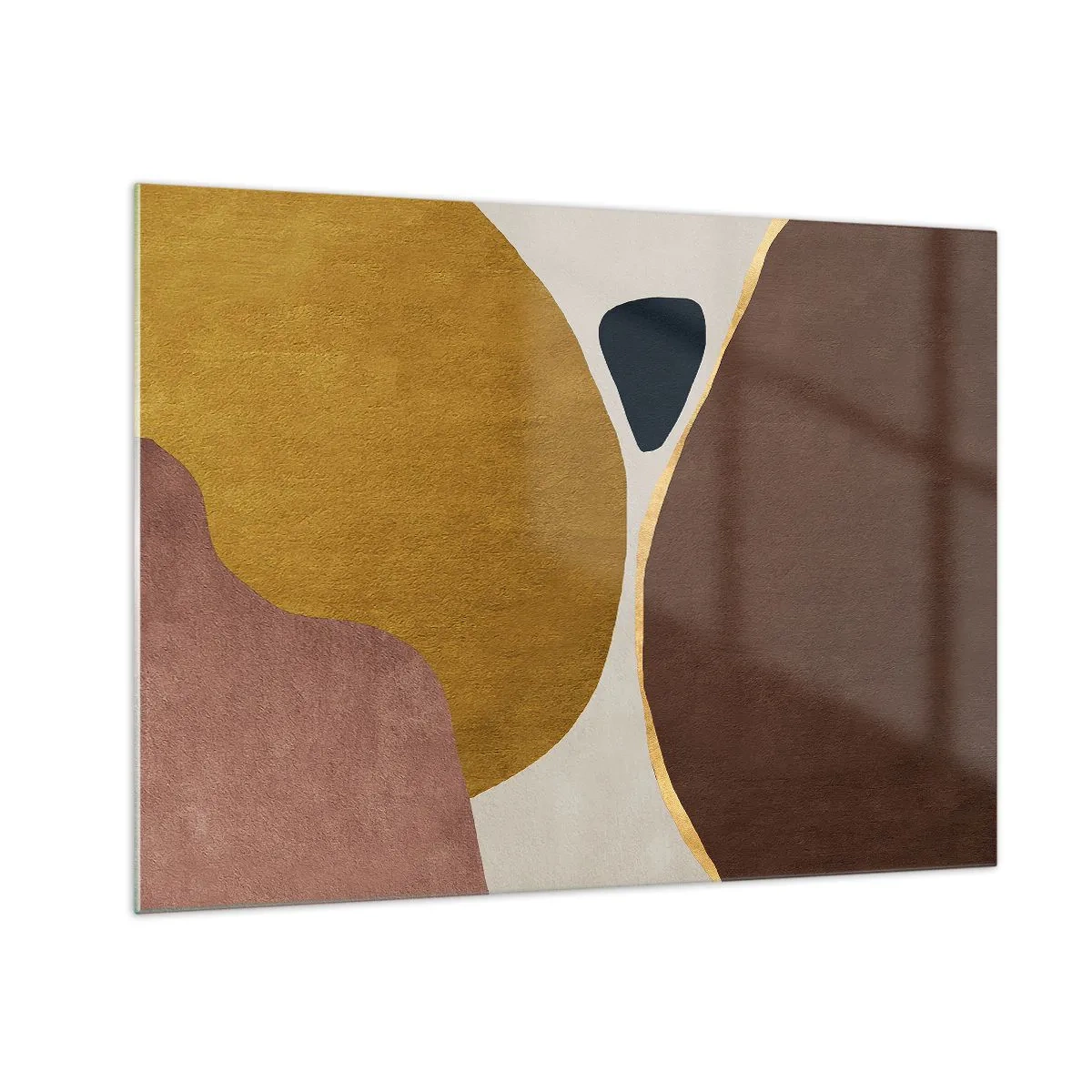 Glastavla - Bild på glas - En minimalistisk komposition av abstrakta former - 70x50cm - Abstraktion - en plats i rymden - Modern väggdekoration för vardagsrum och sovrum ARTTOR