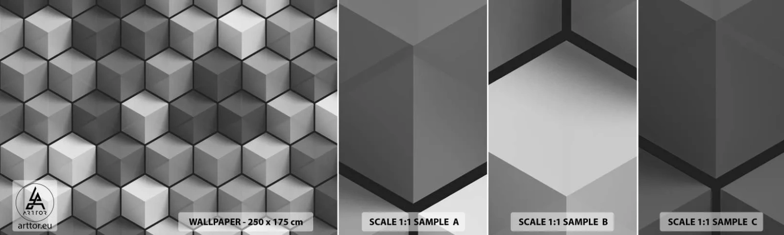 Fototapet Prov Standard Eco - Kubistiskt pussel - 3D, Kub, Modern - 100x30 cm