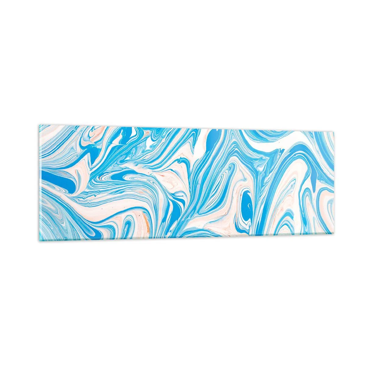 Glastavla - Bild på glas - Utspilld turkos - 90x30 cm