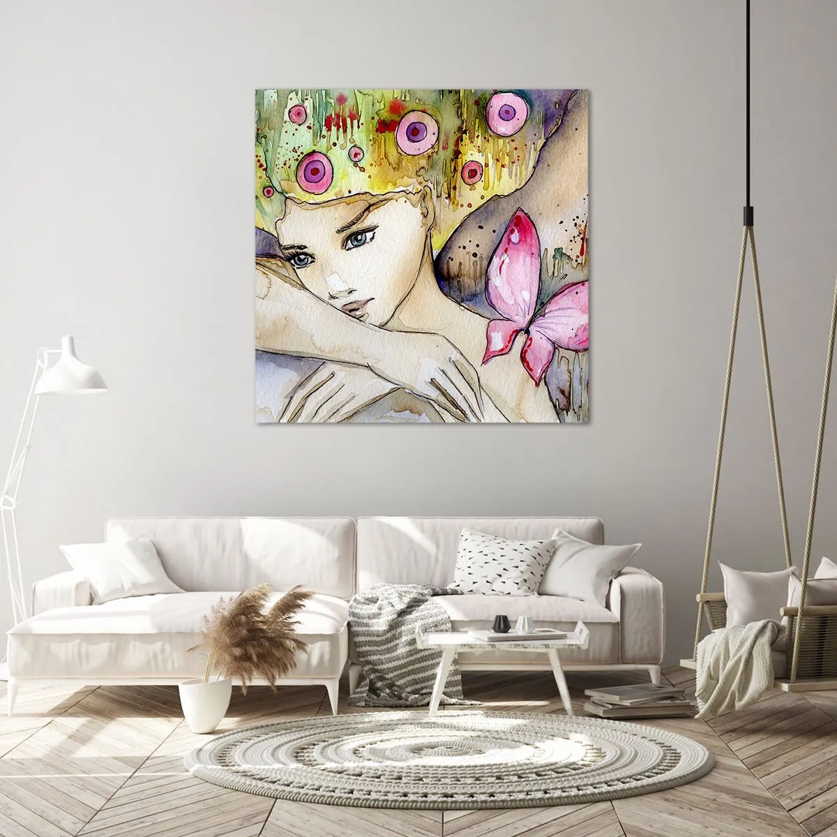 Canvastavla - Bild på duk - fjärilprincessa - 30x30 cm