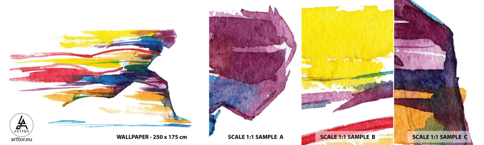 Fototapet Prov Standard Eco - Spring genom regnbågen - Abstraktion, Sport, Löpare - 100x30 cm