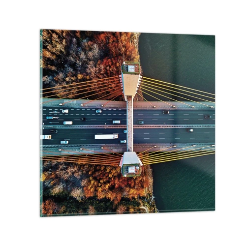 Glastavla - Bild på glas - Bortom vatten, bortom skog - 30x30 cm