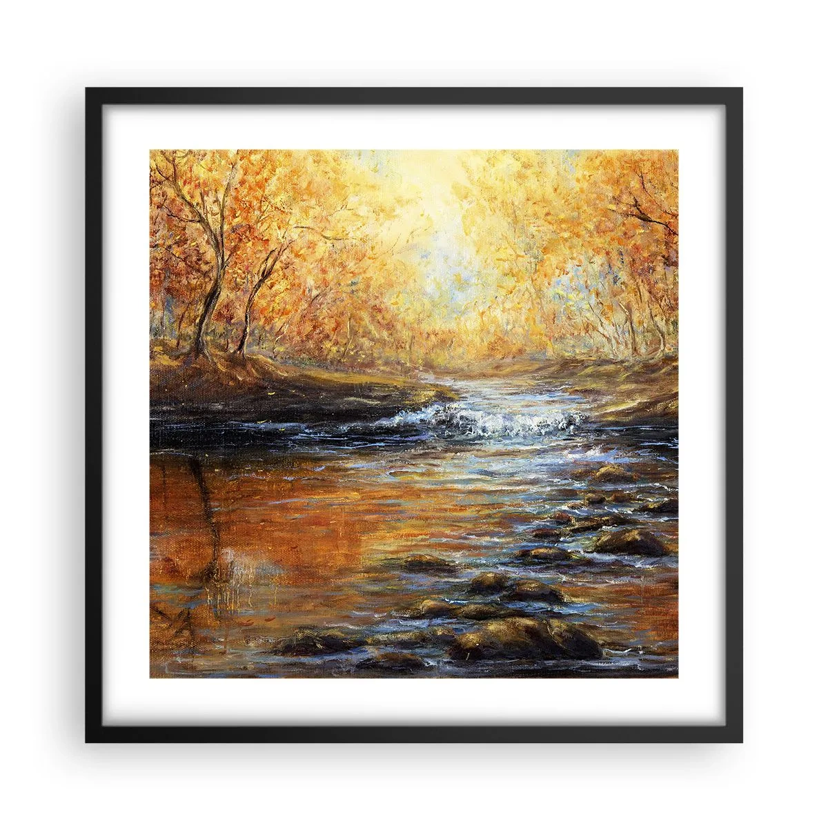 Affisch i svart ram - Gyllene bäck - 50x50 cm