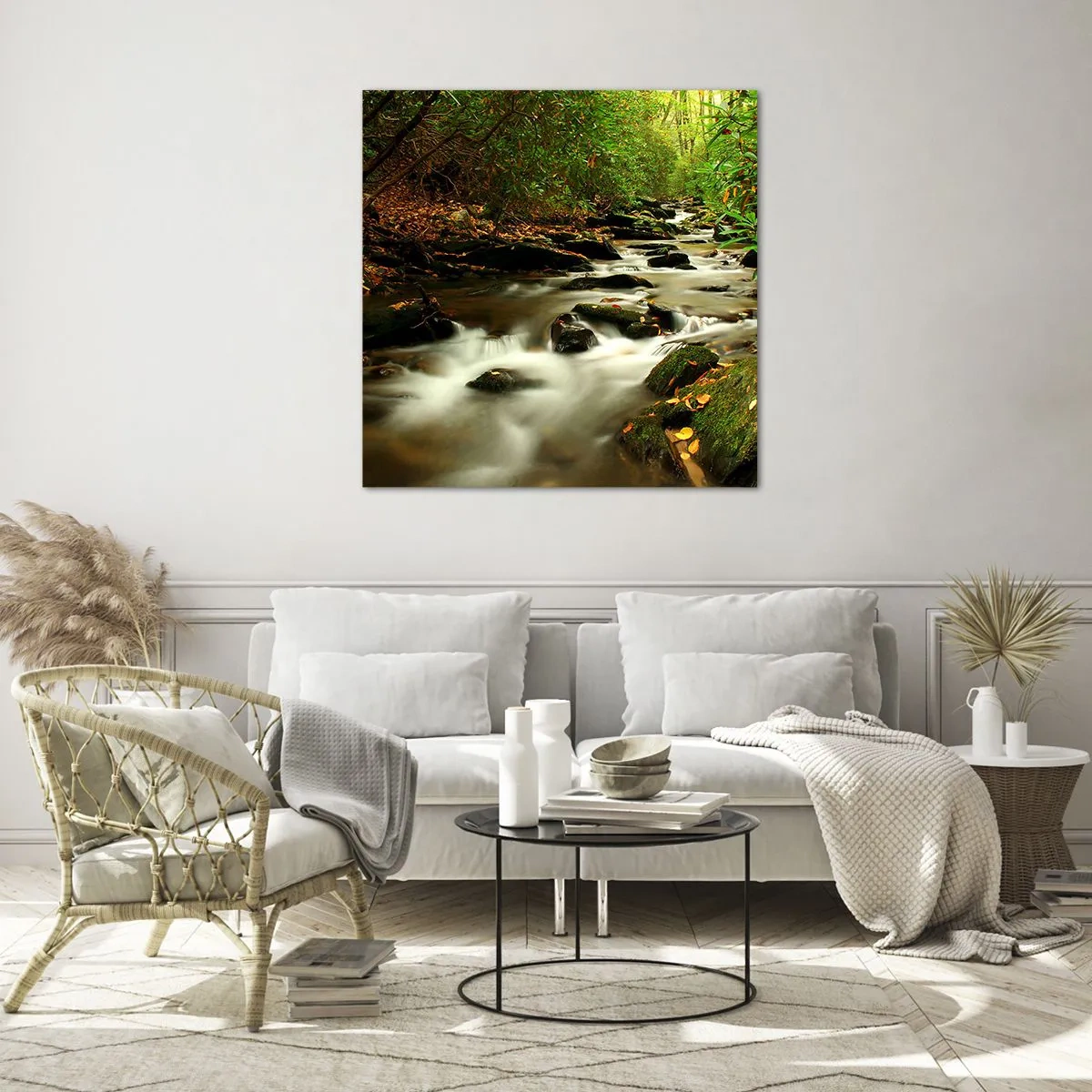 Glastavla - Bild på glas - Som flytande silver - 70x70 cm