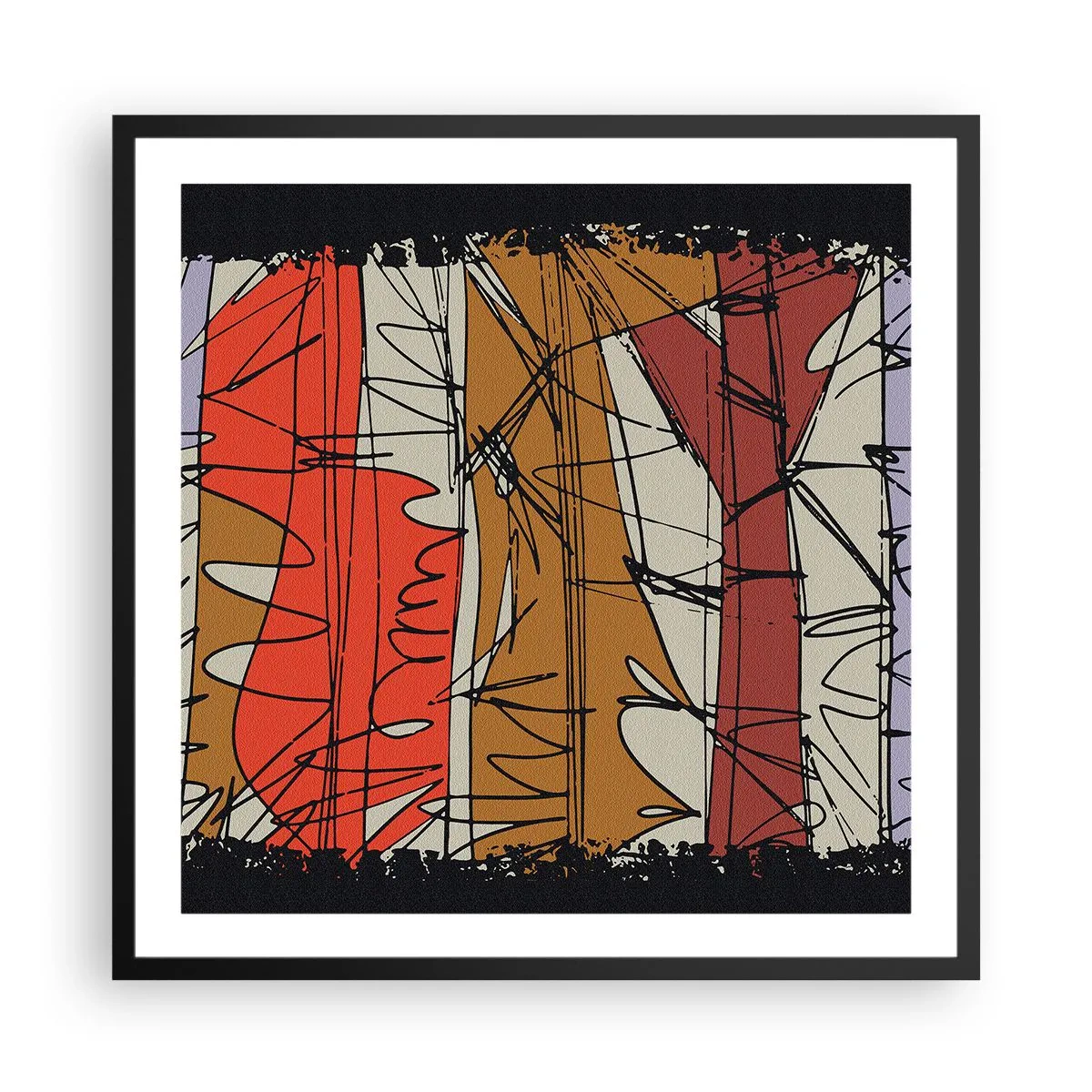 Affisch i svart ram - Spontan komposition - 60x60 cm