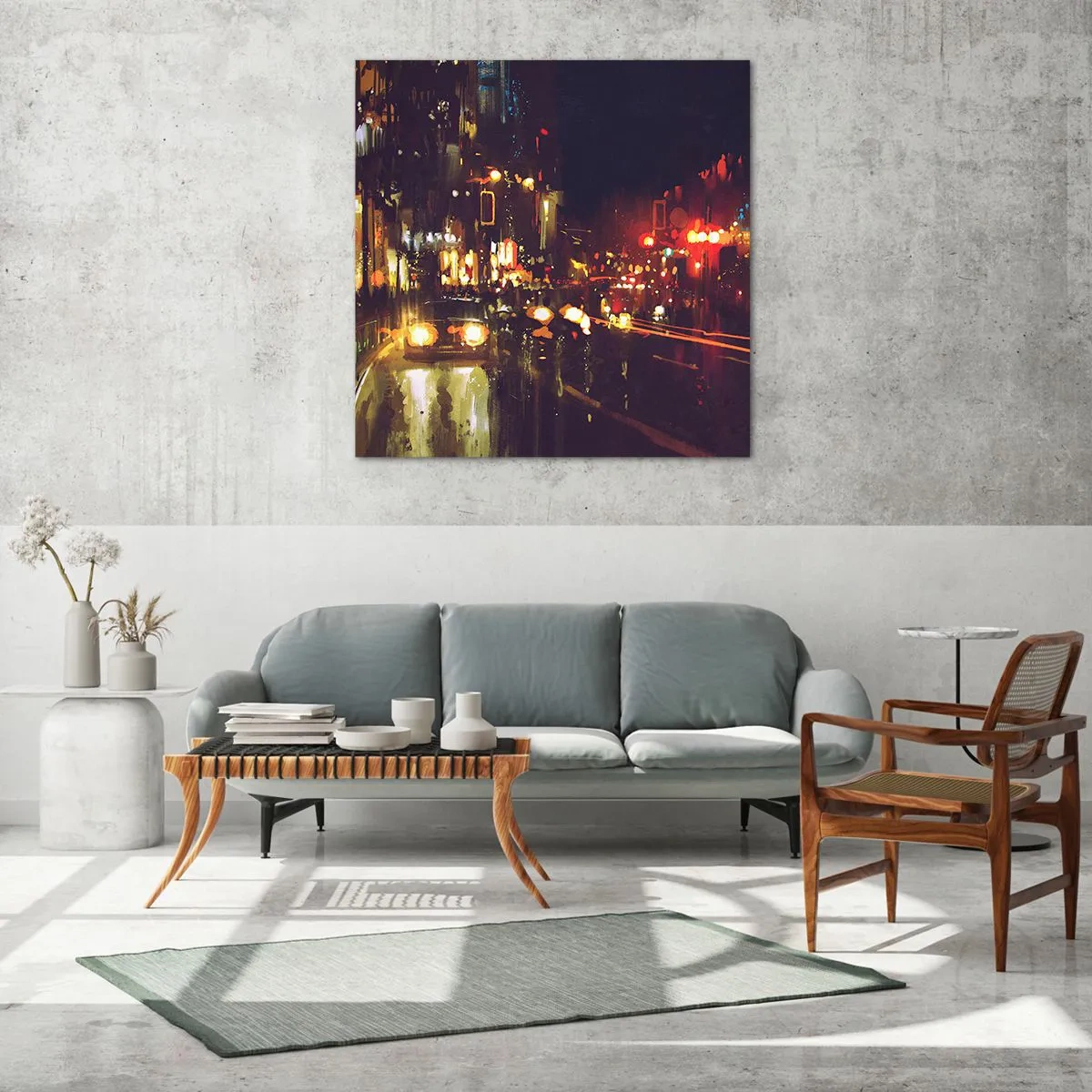 Glastavla - Bild på glas - Doppad i nattljuset - 50x50 cm