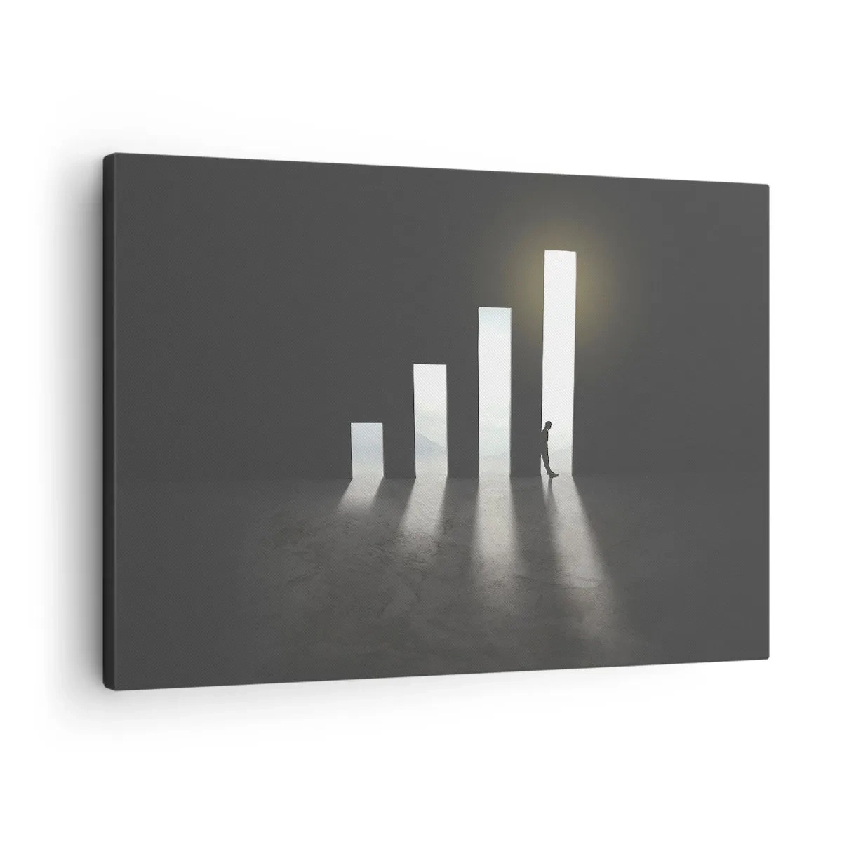 Canvastavla - Bild på duk - Symbolisk tillväxt i form av ljusupplysta passager - 70x50cm - Framgång - ett intryck - Modern väggdekoration för vardagsrum och sovrum ARTTOR