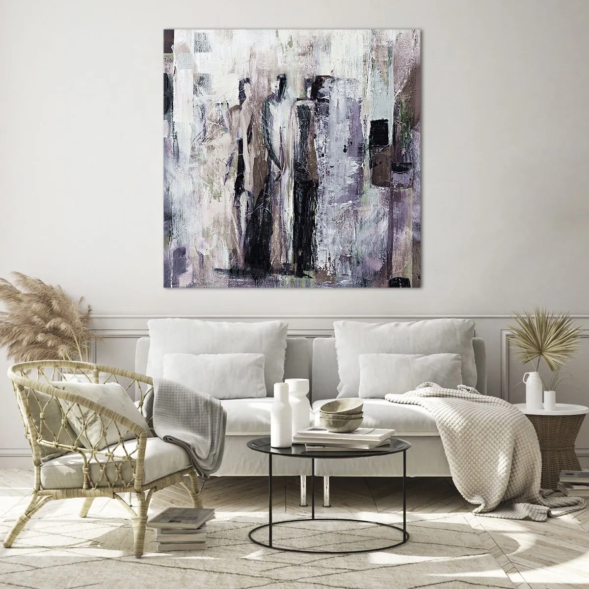 Glastavla - Bild på glas - De mystiska tre - 70x70 cm