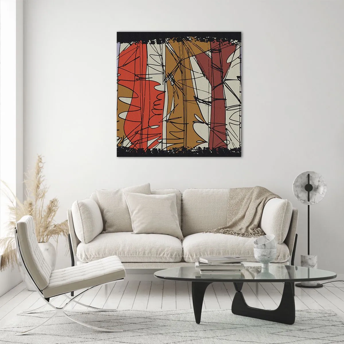 Glastavla - Bild på glas - Spontan komposition - 40x40 cm