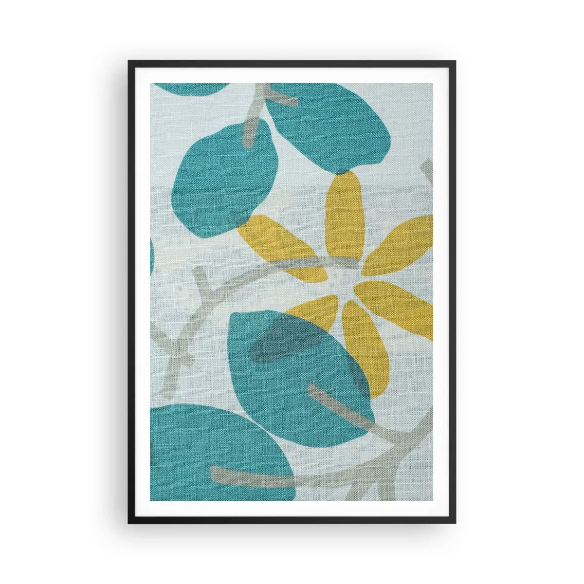 Affisch i svart ram - Bland azurblå blad - 70x100 cm