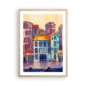 Affisch i ram av ljusek - En sagostad  - 50x70 cm