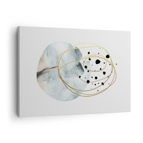 Canvastavla - Bild på duk - Minimalistisk abstraktion med geometriskt mönster och gyllene linjer - 70x50cm - I rummets famn - Modern väggdekoration för vardagsrum och sovrum ARTTOR