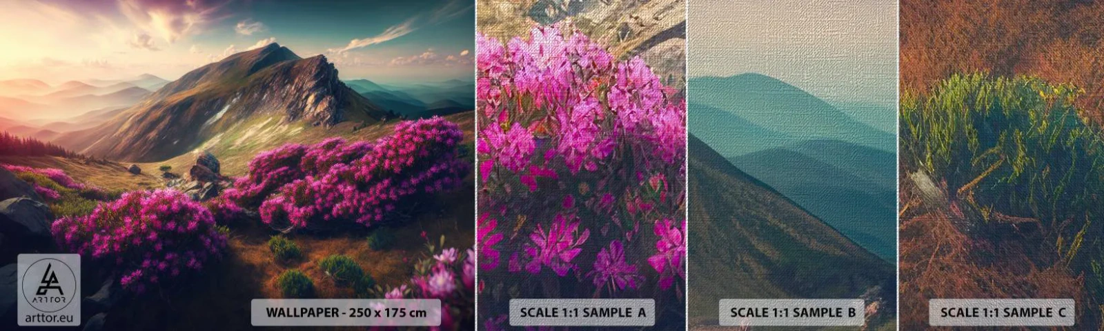 Provbit av fototapet Premium Canvas - Sommar i fjällen - Landskap, Natur, Berg - 100x30 cm