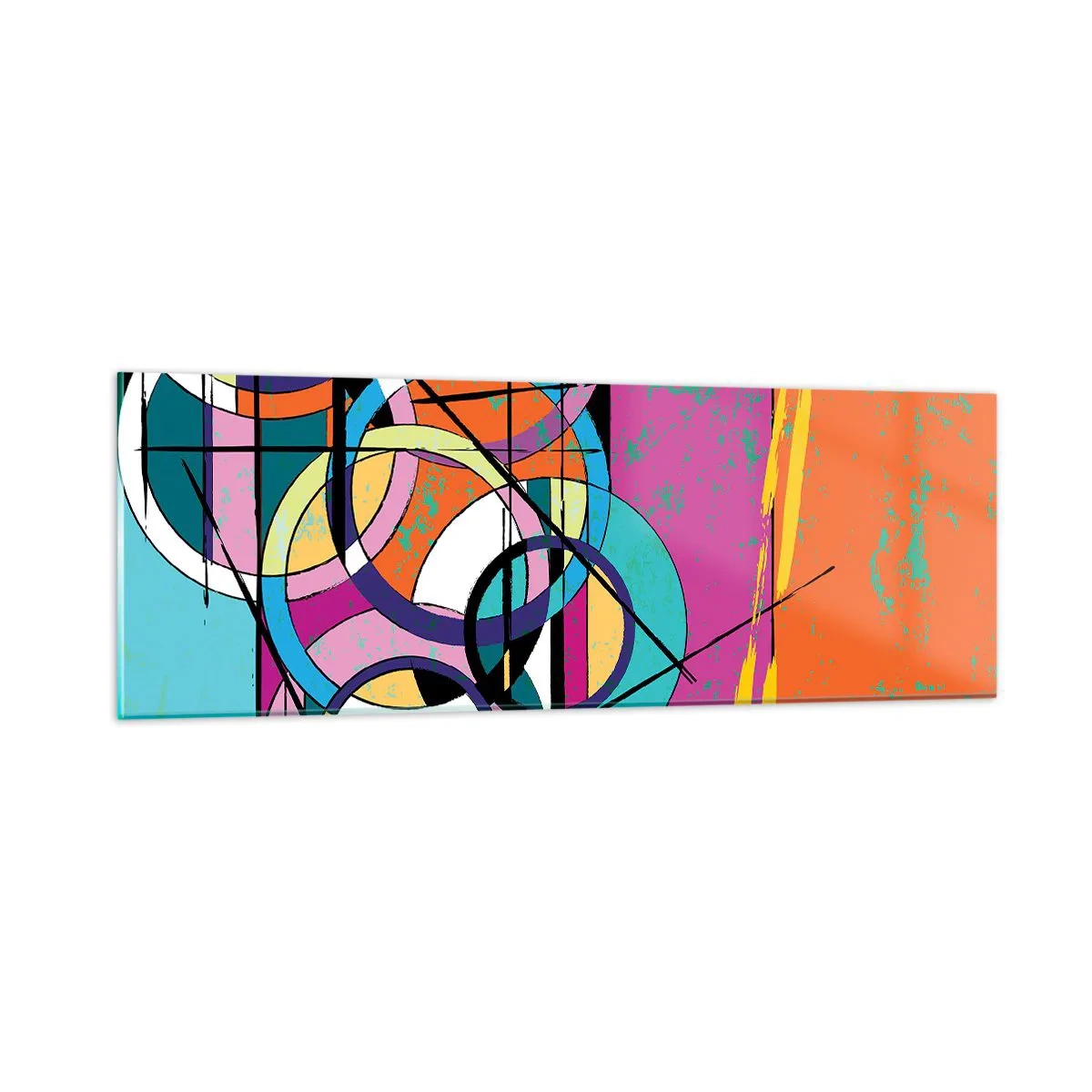 Glastavla - Bild på glas - Hjul efter hjul - 90x30 cm