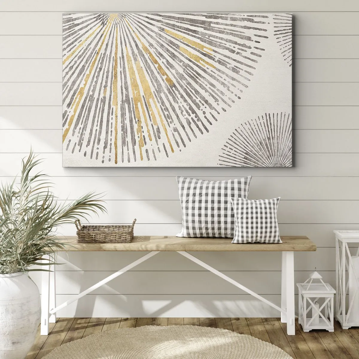 Canvastavla - Bild på duk - Abstrakt strålformat mönster - 70x50cm - Radiens skönhet - Modern väggdekoration för vardagsrum och sovrum ARTTOR