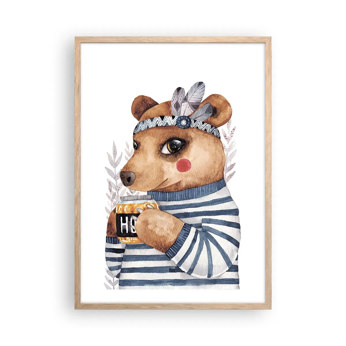 Affisch i ram av ljusek - Söt björnfru - 50x70 cm