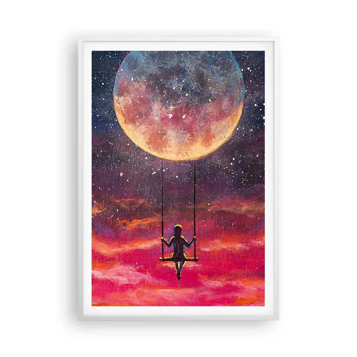 Affisch i vit ram - Sväva i molnen - 70x100 cm