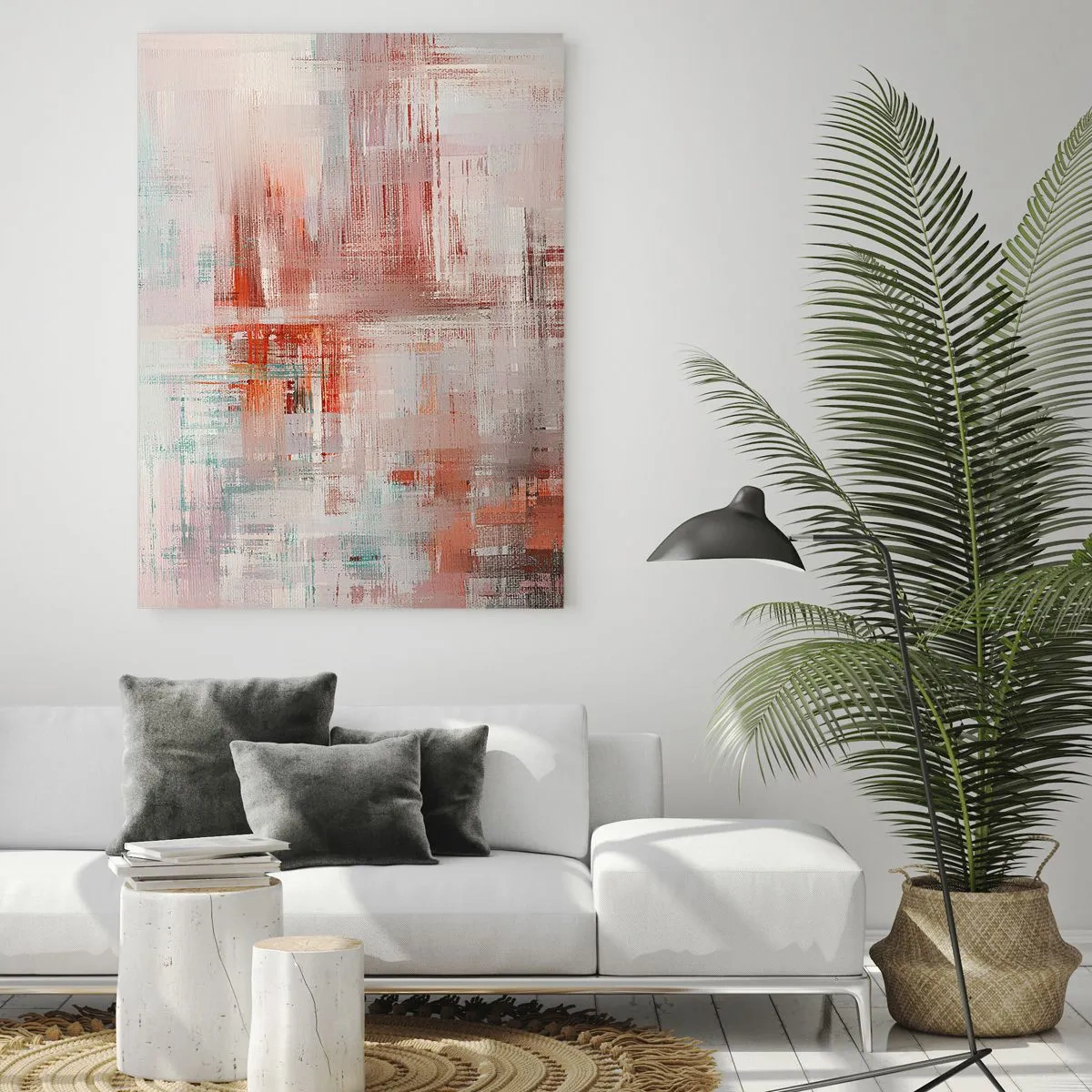 Glastavla - Bild på glas - Dimmigt. Rosa - 80x120 cm