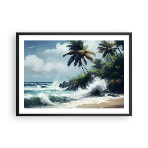 Affisch i svart ram - På en tropisk strand - 70x50 cm